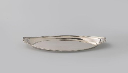 Leaf, oval with flattened ends, edged with fillet borders