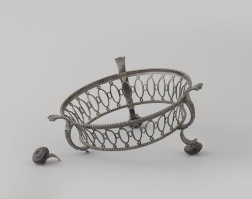 Stove, round, with openwork wall with ovals and edged with pearl mouldings