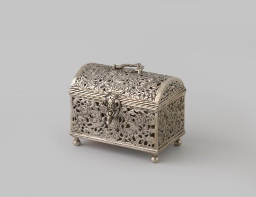 Silver Knot Box, Entirely Openwork with Vines, Flowers and Birds and on Four Ball Feet. Fake?