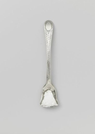 Salt spoon, ladle-shaped with an engraved stem and an oval at the tip