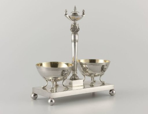 Silver salt cellar on a pedestal