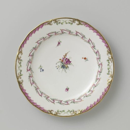 Sauceboat, cream pots and plate, part of a service