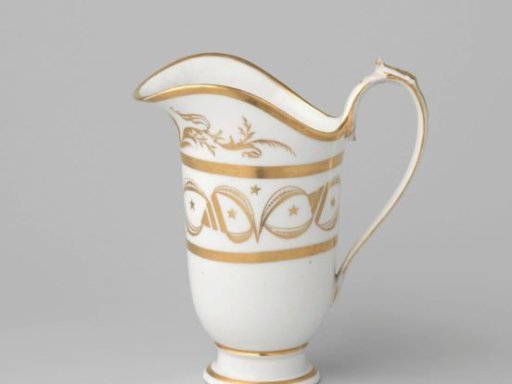 Milk jug with floral scrolls and ornamental borders