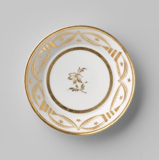 Saucer with a flower spray and ornamental border