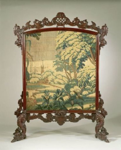 Landscape view (fragment), set in a fire screen