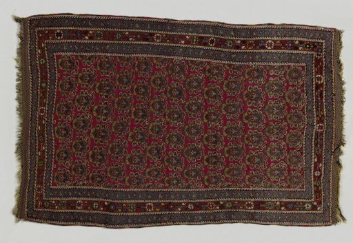 Oriental carpet decorated with flowers and colored borders