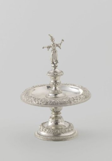 Salt cellar in the form of a fountain, decorated with a dancing female figure