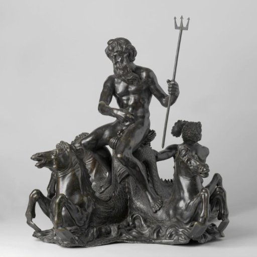 Neptune, seated on three seahorses and a triton