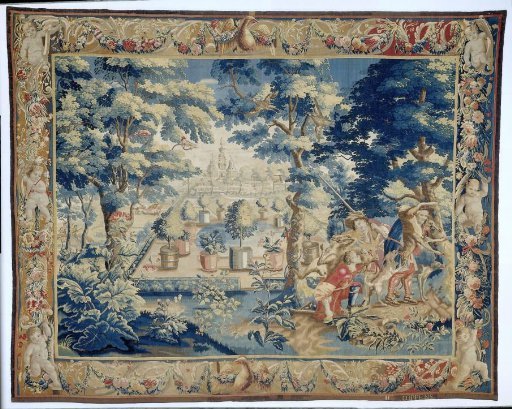 Park Landscape with Hunters and Their Kill