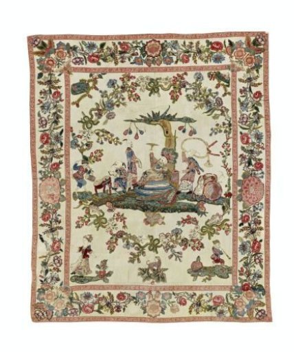 Bed Cover with Chinoiserie