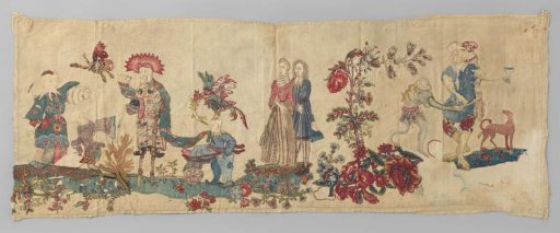 Valance or Fragment with Chinoiserie in Silesian Appliqué