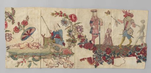 Valance or Fragment with Chinoiserie in Silesian Appliqué