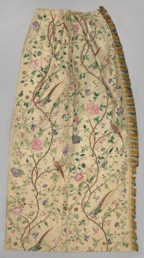 Curtain of Painted Silk Decorated with Flowers and Birds