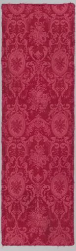 Fragment of a wall covering of cherry-red silk damask