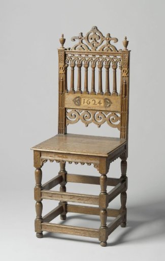 Chair of oak, on the flat splat the date 1624