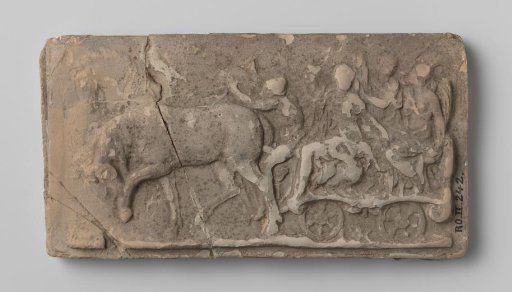 Clay relief with a chariot of victory drawn by horses