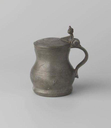 Tin drinking jug with the Ave Maria on the bottom