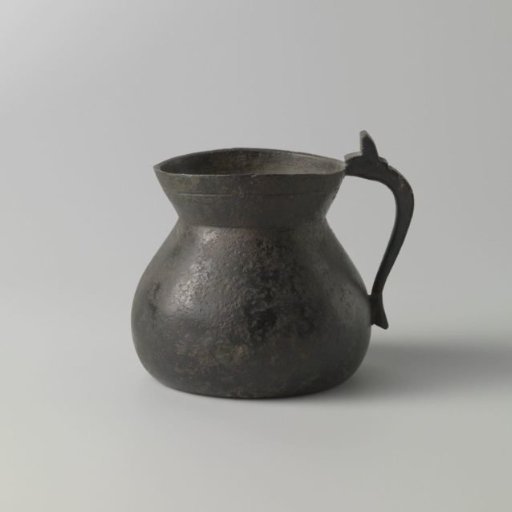 Tin chamber pot with a high raised rim