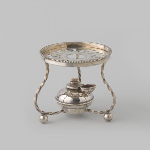 Silver pipe bowl, on three swan-necked, twisted feet.