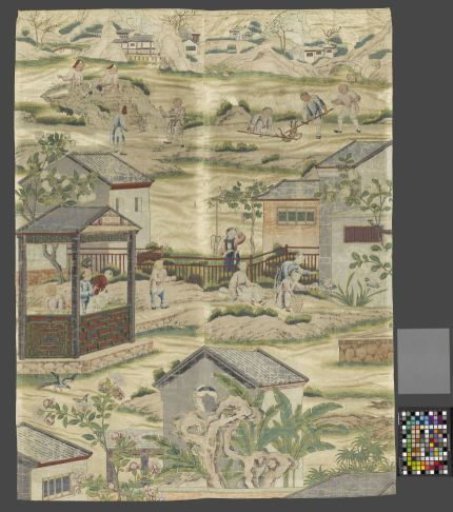 Fragment of a wall tapestry with Chinese genre scenes