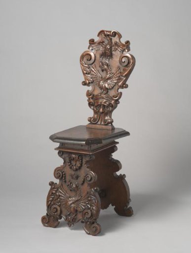 Sgabello with the Pieces of the Coat of Arms of the Borghese Family: a Winged Dragon and an Eagle