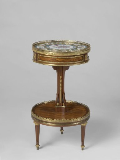 Table with marquetry and porcelain plaques