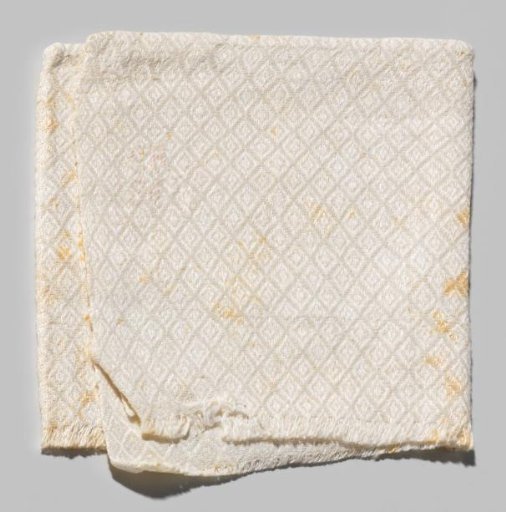 Napkin, fragment, with a pattern of lattice with concentric circles
