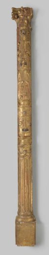 Part of a window frame. Carved pilaster of gilded wood in the form of a half-column with a composite capital.