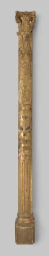 Part of a window frame. Carved pilaster of gilded wood in the form of a half-column with a composite capital.