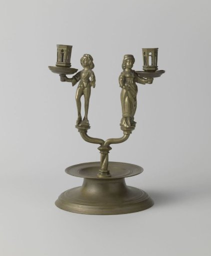 Two-armed candelabrum with a male and a female figure