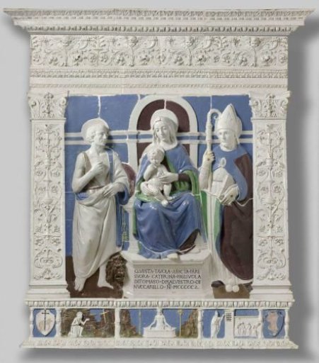 Altarpiece with the Virgin and Child Enthroned between Saint Jerome and Saint Nicholas of Myra