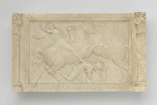 Panel with a cavalry fight