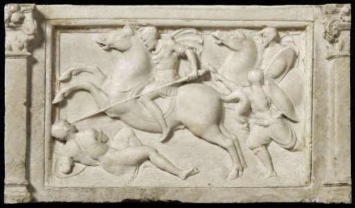Panel with a cavalry fight