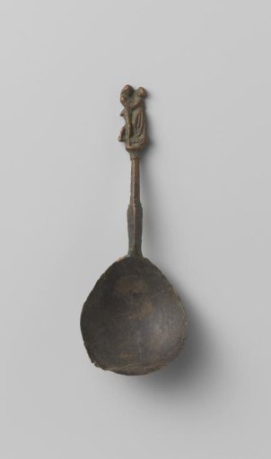 Spoon with a handle surmounted by a pair