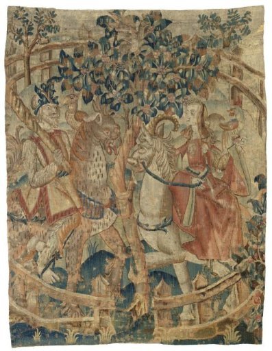 A wild man and woman in a secluded garden (fragment)