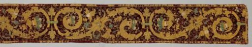 Lambrequin or strip of appliqué embroidery; satin and cord silk on velvet