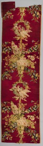 Wall covering of lampas with turtle dove pattern