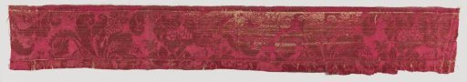 Cherry-red silk damask with floral motif
