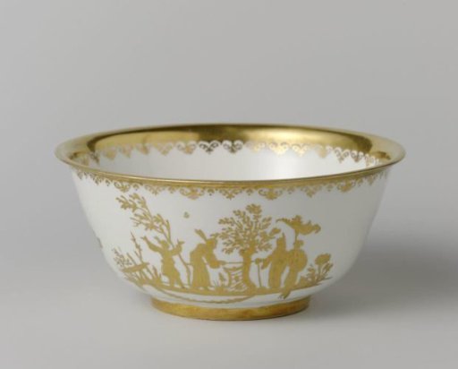 Spool bowl, painted with figures in the Chinese style