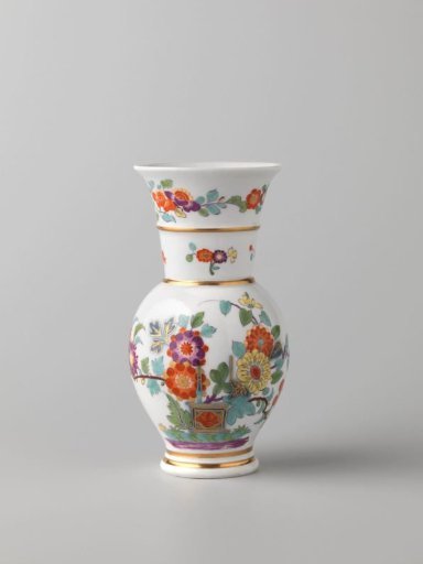 Vase, polychrome painted with Indian Flowers