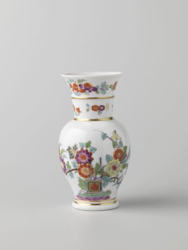 Vase, polychrome painted with Indian Flowers