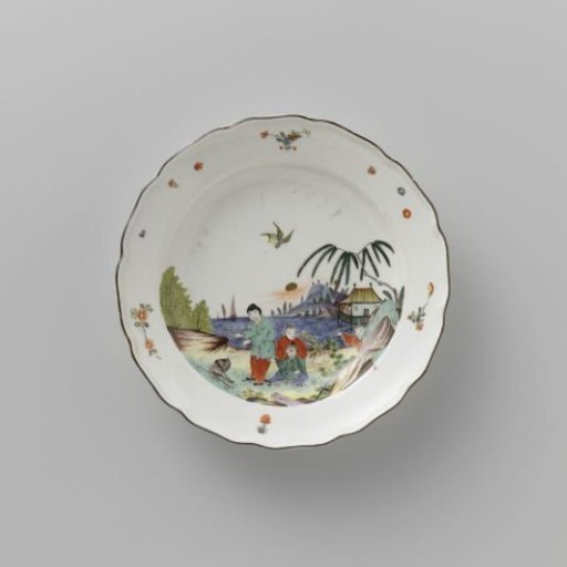 Plate, multicolored painted with chinoiserie
