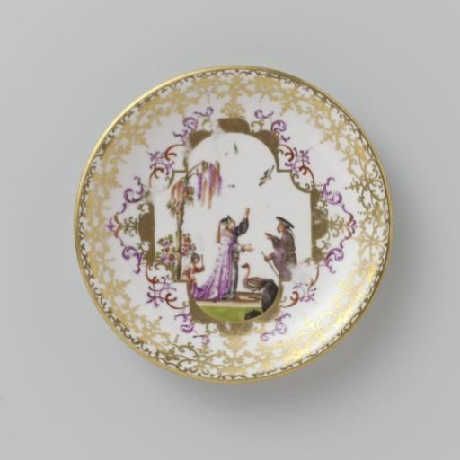 Saucer, multicolored painted with chinoiserie