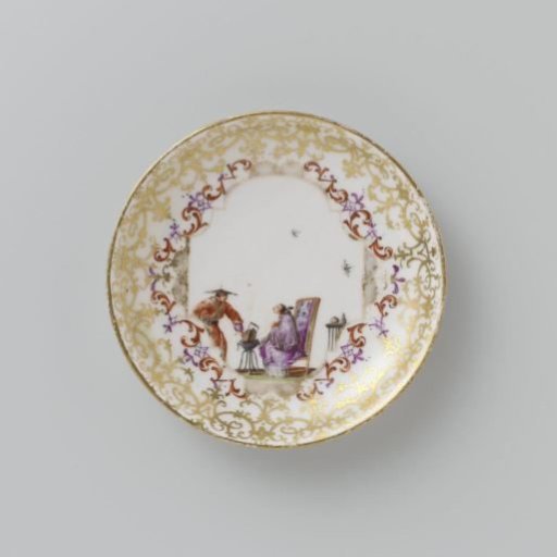Saucer, multicolored painted with chinoiserie