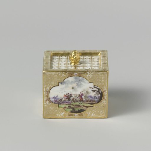 Sand spreader, polychrome painted with landscapes and the coat of arms of Ernst Johann Count of Biron (1690–1772) and the mirror monogram of his wife Benigne Gottlieba Trotha