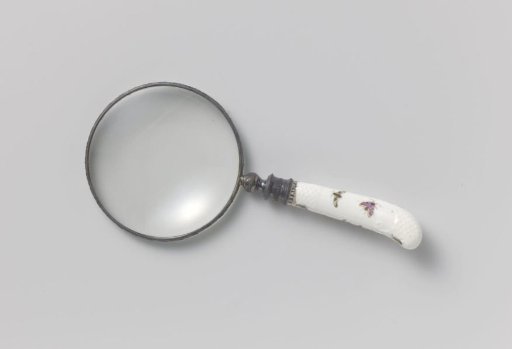 Magnifying Glass with a Porcelain Handle, Painted with Plants and Birds