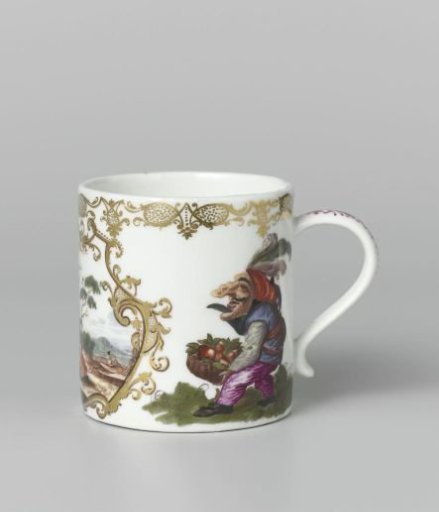 Cup with handle, polychrome painted with a representation of the month of September
