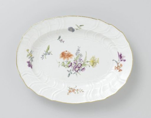 Dish, Polychrome Painted with German Flowers, Insects, and Fruits