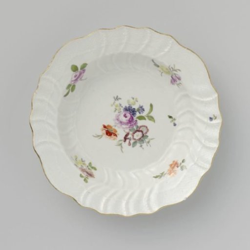 Plate, multicolored painted with German Flowers, insects and fruits
