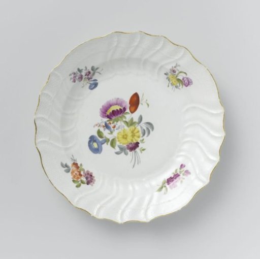 Panel, multicolored painted with German flowers, insects and fruits